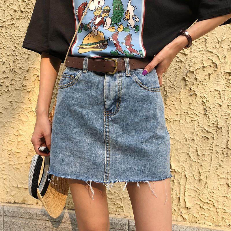 高腰牛仔裙走光女夏韩版半身裙短裙简约复古学生防新款修身裙裤潮|ruв категории Женская одежда, юбка - от Buy2taobao.com для оказания профессиональной услуги покупки агента Taobao