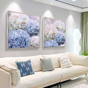 轻奢大芬村手绘油画花卉绣球花客厅沙发背景墙装饰画餐厅卧室挂画