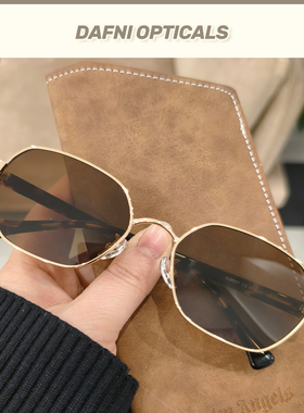 复古港风墨镜女款金属玳瑁色