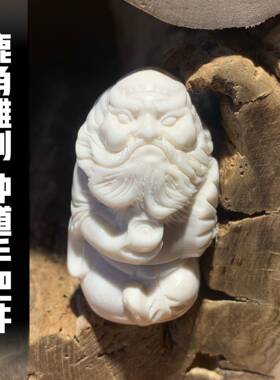 鹿角原料雕刻钟馗吊坠文玩包邮