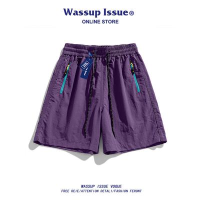 WASSUP ISSUE美式冰丝工装短裤男款夏季2025新款沙滩运动五分裤男