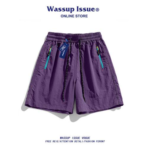 WASSUP ISSUE美式冰丝工装短裤男款夏季2025新款沙滩运动五分裤男