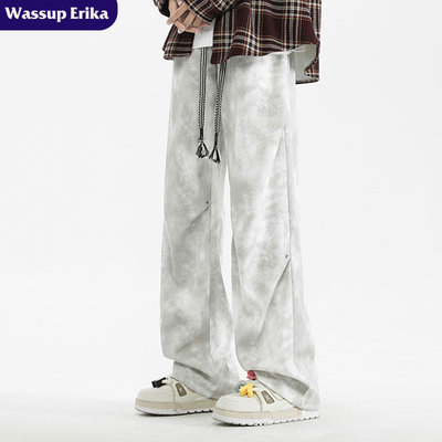 WASSUP ERIKA日系脏脏休闲裤男款夏季垂感直筒裤子高街阔腿长裤男