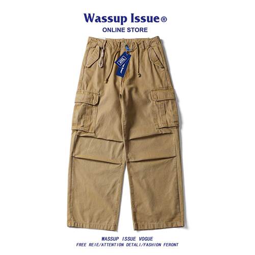 WASSUP ISSUE休闲裤男士运动裤卫裤潮牌夏季宽松束脚工装长裤子男