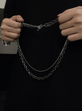 ins嘻哈街头层次感叠戴链条项链