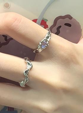 情侣钛钢原创设计两件套月光石