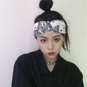 发带女ins潮人hiphop复古网红腰果花发带运动头巾吸汗发卡头套潮