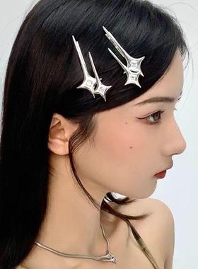 一束流星划过~原创金属辣妹y2k甜酷星星发夹小众边夹高颜值发饰