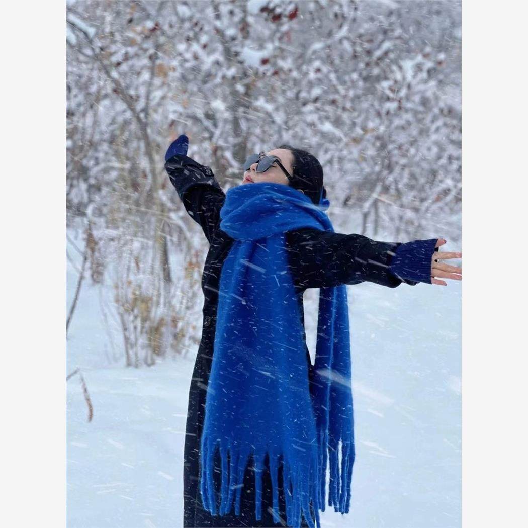 法国DRCO克莱因蓝加厚羊绒围巾