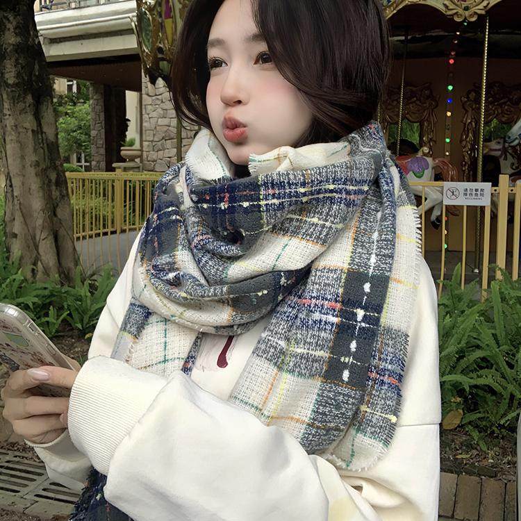 秋冬韩系复古满目星河保暖围巾女