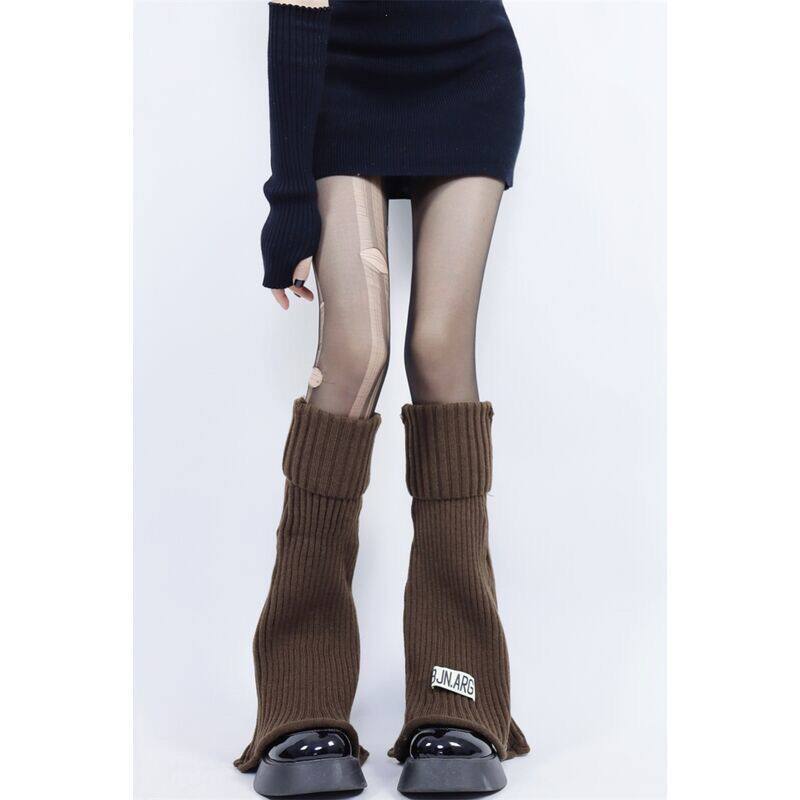 朋克风甜酷千禧辣妹喇叭袜套针织阔腿马蹄形小众Y2K瘦小腿袜套潮