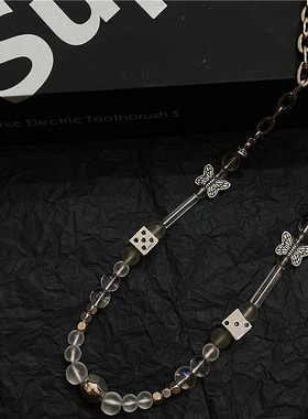 韩版ins原宿风个性骰子蝴蝶项链