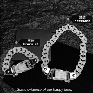 LCMstudios韩国INS透明项链机能风手链项圈透明金属扣项链男女款