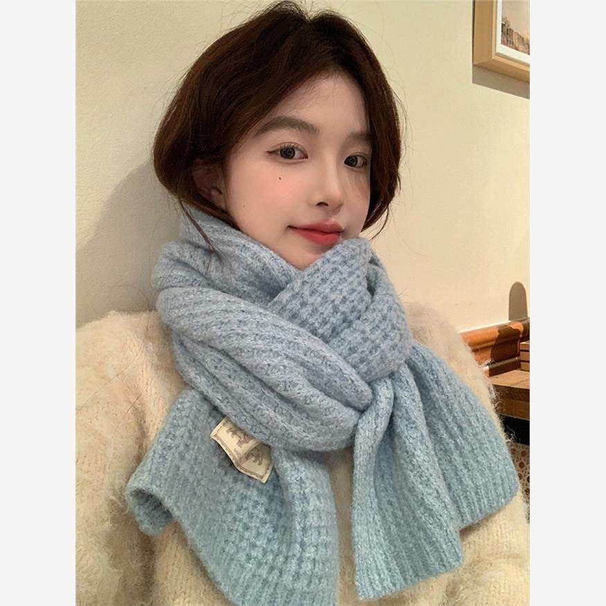 2025新款时尚冰岛蓝色含羊毛围巾纯色女冬季氛围感针织围脖加厚,服饰配件/皮带/帽子/围巾,围巾/丝巾/披肩,淘宝优惠券,粉丝福利购,淘宝优惠卷