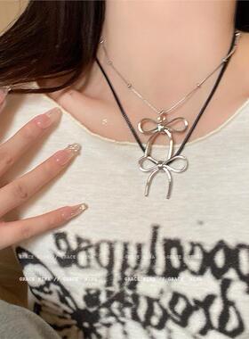 简约蝴蝶结项链情侣高级锁骨