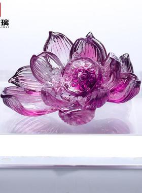 莲花香插香座供佛香炉创意古法琉璃摆件家用室内茶桌茶宠装饰品