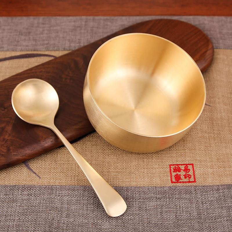 韩式黄铜复古碗4.5寸家用巧冠高颜值纯铜汤碗乔迁新居赠送