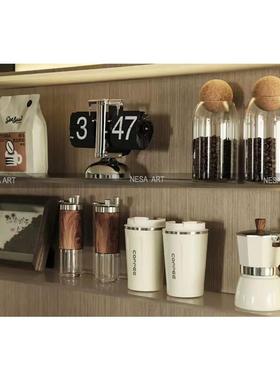 样板间厨房橱柜咖啡系列层架组合摆件装饰品咖啡豆储物罐瓶杯道具