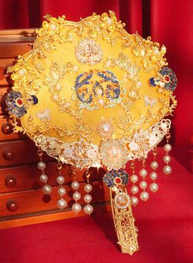 团扇婚纱新娘金婚扇子DIY材质婚纱扇子中国风婚纱龙凤礼服秀和高