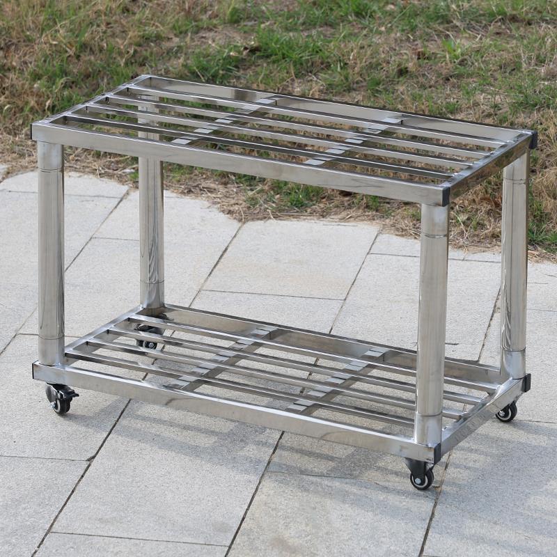 超强承重加厚不锈钢置物架带轮移动鱼缸架底座盆景空调外机架花架