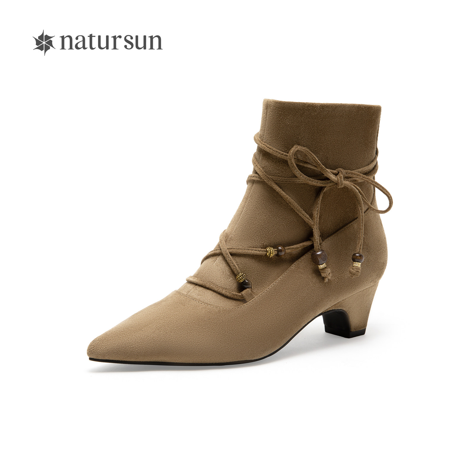 natursun绑带时尚弹力靴
