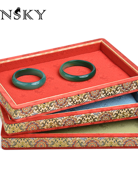 轻奢宫廷风首饰展示盘文玩珠串手串珠宝托盘饰品收纳玉器看货摆盘