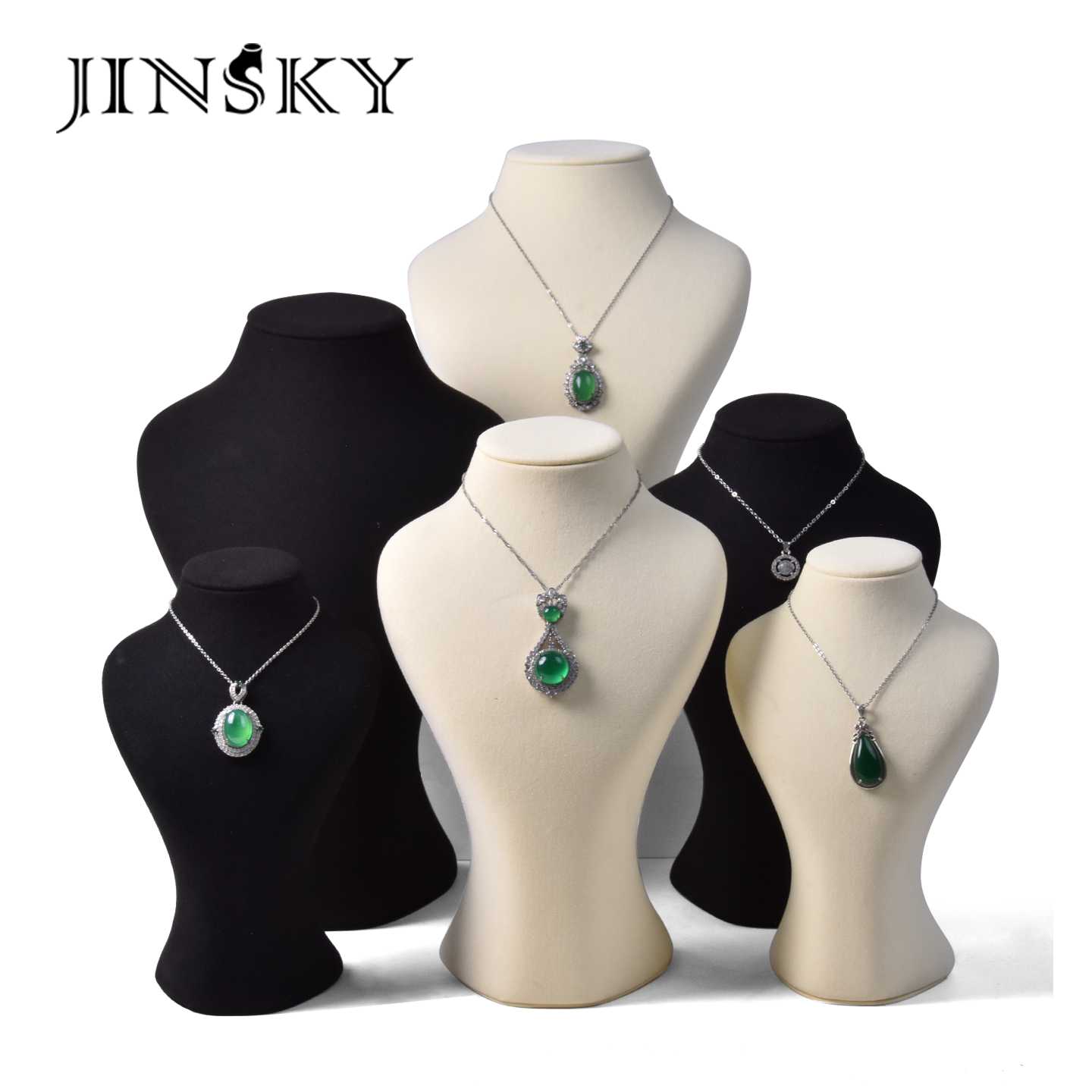JINSKY项链首饰展示架超纤脖子高级珠宝收纳架创意橱窗道具