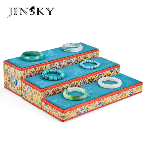 今仕爵国风直播展示架黄金翡翠多层置物架首饰文玩三层阶梯架子