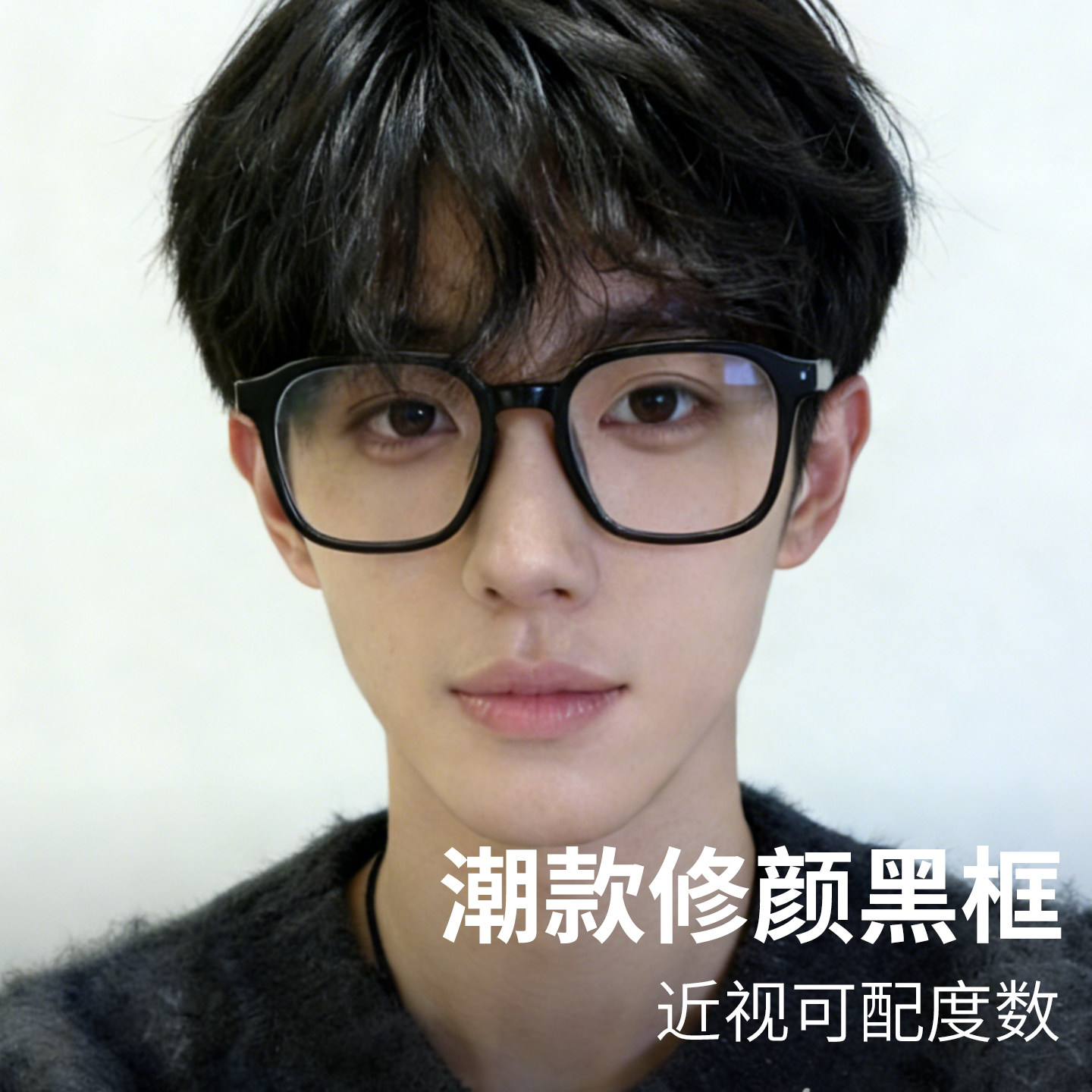 痞帅黑色方框眼镜男款大框可配近视度数防蓝光超轻平光镜眼睛框架