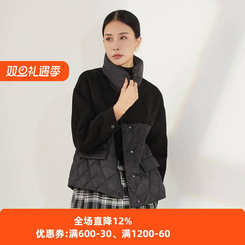 毛呢羽绒服EMOO杨门通勤立领