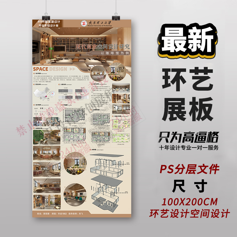 办公民宿家装餐饮空间排版环艺室内展板排版PSD源件PS模板5元一张