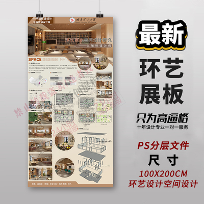 办公民宿家装餐饮空间排版环艺室内展板排版PSD源件PS模板5元一张