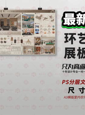 A3室内设计展板PSD分层文件3D建模现代简约风格平面设计素材