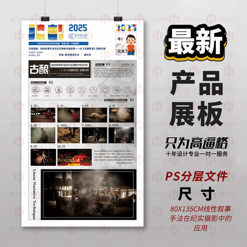 原创源文件最新产品展板设计排版60X150复古家具3D建模PS分层模板