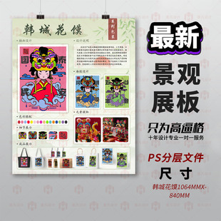 韩城花馍插画设计PS分层文件1064MMX840MM高颜值展板素材