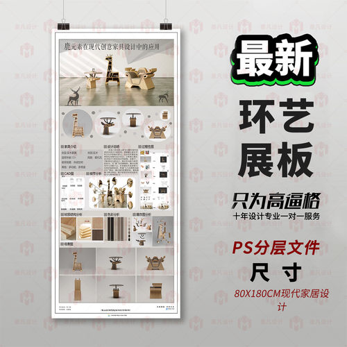 原创现代家具设计PS展板模板3D建模展板设计排版80X180CM模板