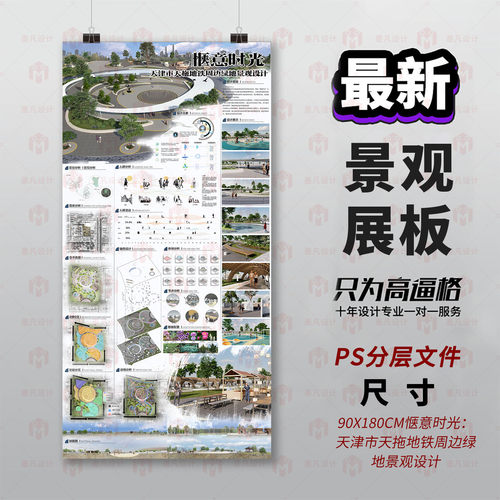 原创景观设计展板3D建模PS分层文件90X180CM专业设计排版模板