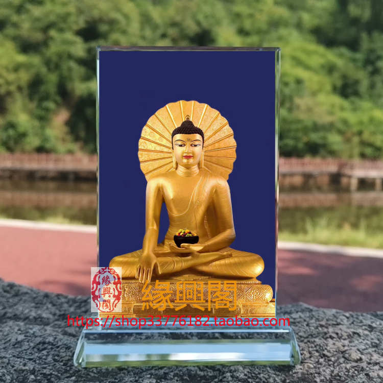 定制释迦牟尼佛25岁35岁等身像水晶玻璃摆件桌面工艺品摆台创意