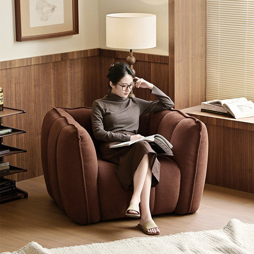 羊羔绒复古单人沙发椅