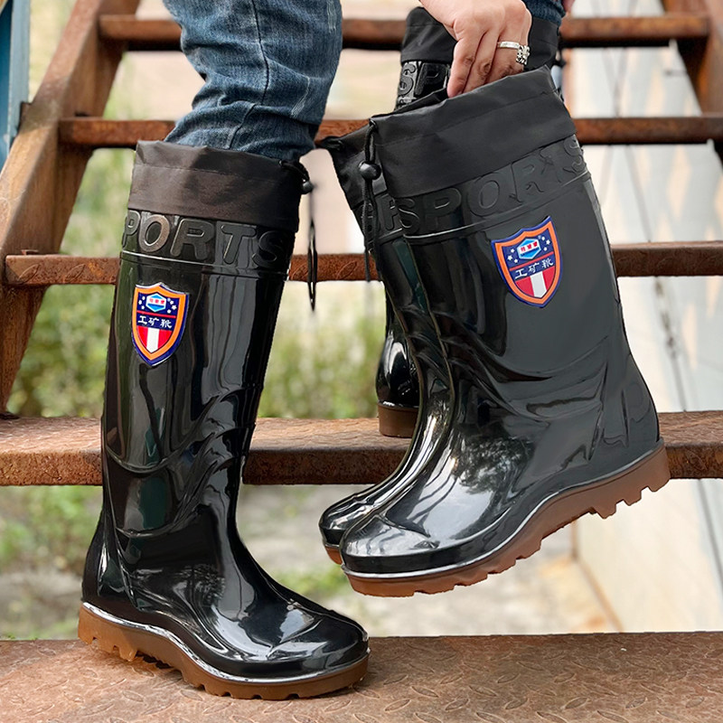RAIN BOOTS MENS VELVET WARM NON-SLIP RIDER SPECIAL COW TENDON SOLE RUBBER SHOES WATERPROOF SHOES RAIN BOOTS CONSTRUCTION SITE EXTRA HIGH WATER SHOES