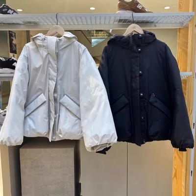 New Balance/NBGrey冬保暖防风连帽宽松鹅绒羽绒服外套女NPF48042