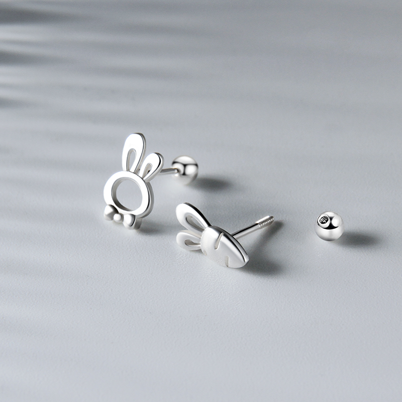 纯银可爱小巧耳钉女睡觉免摘