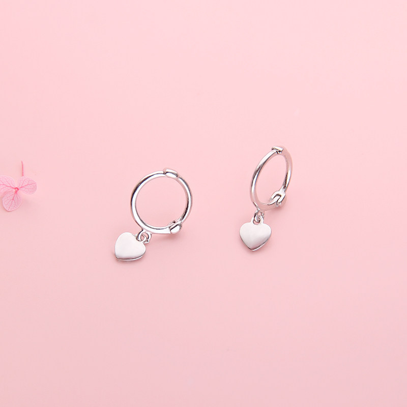 纯银爱心耳扣女短款学生甜美小巧