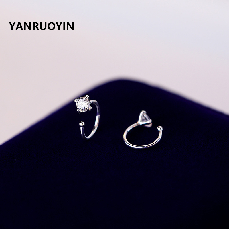 999足银弯钩四爪耳钉时尚百搭潮