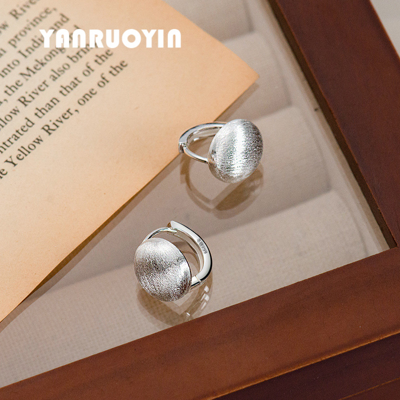 999足银耳环女纯银几何球球拉丝磨砂设计精致小众简约免摘耳扣,饰品/流行首饰/时尚饰品新,耳环,淘宝优惠券,粉丝福利购,淘宝优惠卷