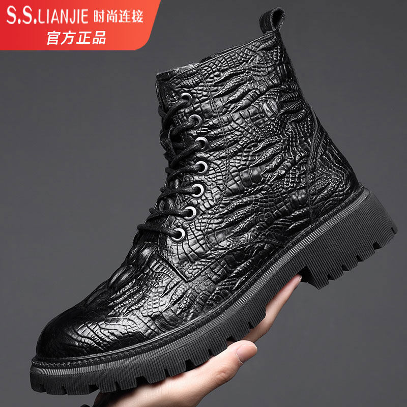 男士高帮男鞋冬季加绒加厚鞋子男款黑色2026新款防寒保暖真皮皮鞋