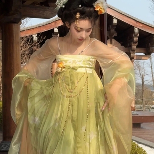 汉服腰链挂件古风压襟汉服禁步古风长款前压珍珠长流苏腰间小挂件