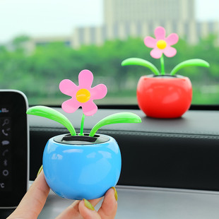 飾品太陽花女生 網紅汽車內擺件創意可愛太陽能搖頭花小車上車載裝