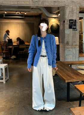 LIL CHER垂感白色宽松休闲裤女2025春秋季新款高腰显瘦阔腿裤长裤