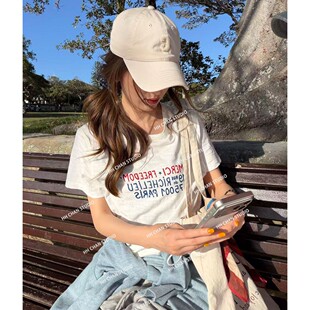 夏季 LIL 26年春上新100棉高智软糯正肩短袖 巴黎限定 上衣 CHER